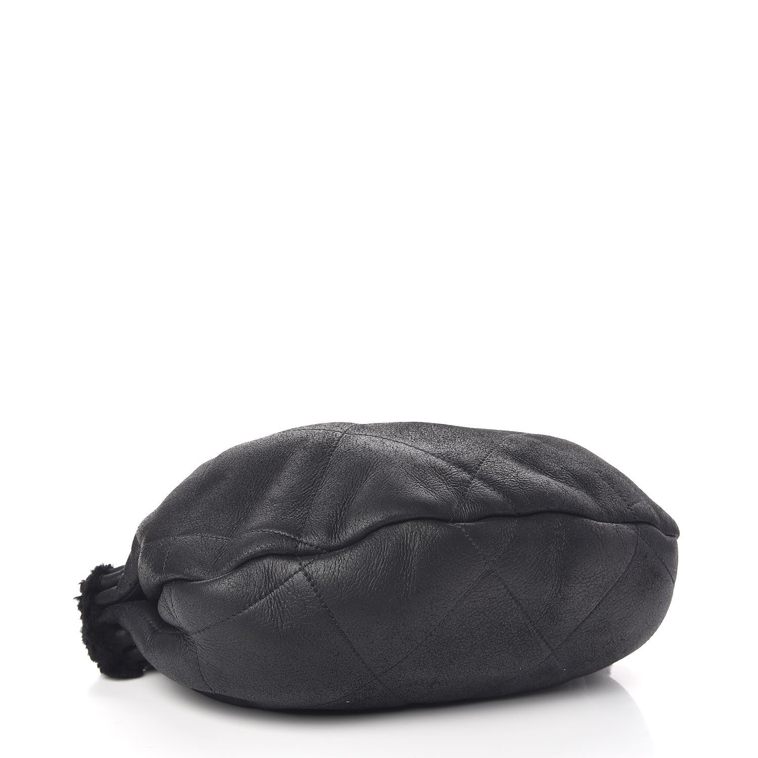 Chanel Shearling Suede Lambskin Stitched Hobo Black 4 of 10