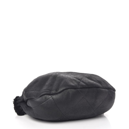 Chanel Shearling Suede Lambskin Stitched Hobo Black 4 of 10