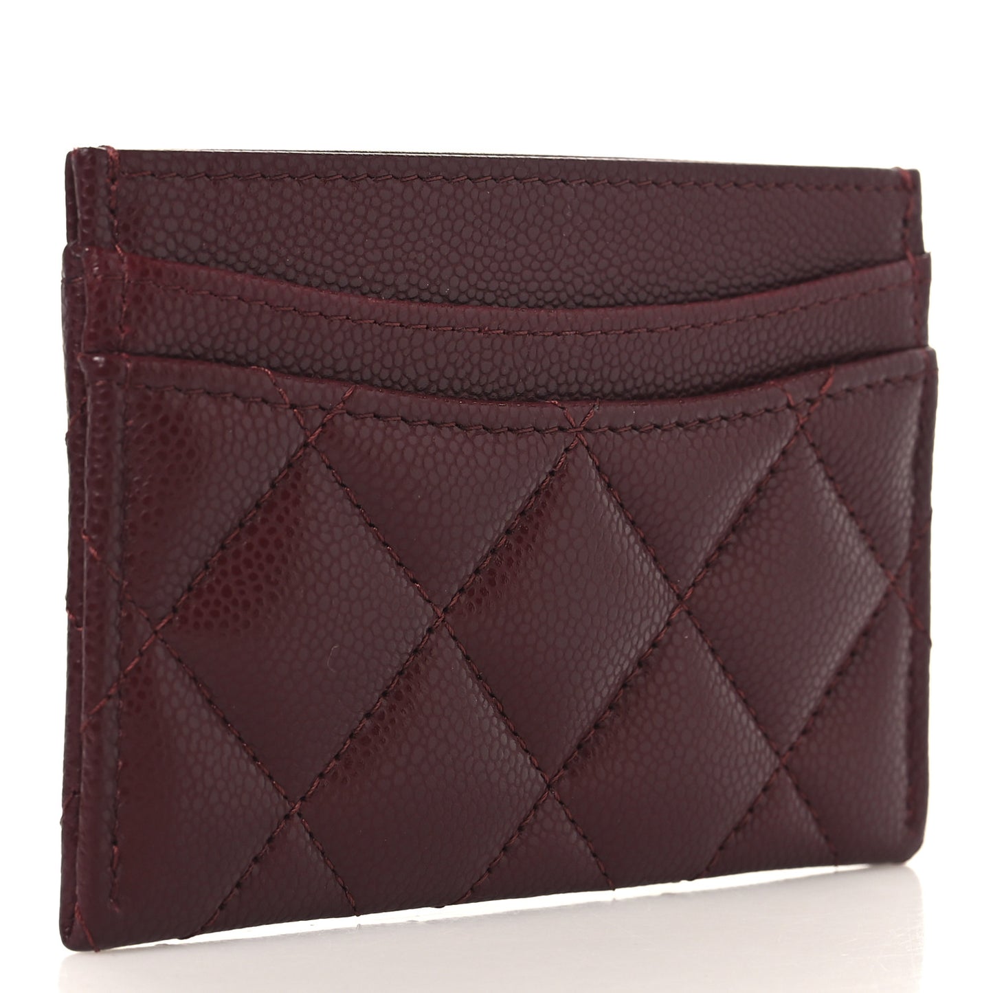 Caviar Quilted Card Holder Burgundy