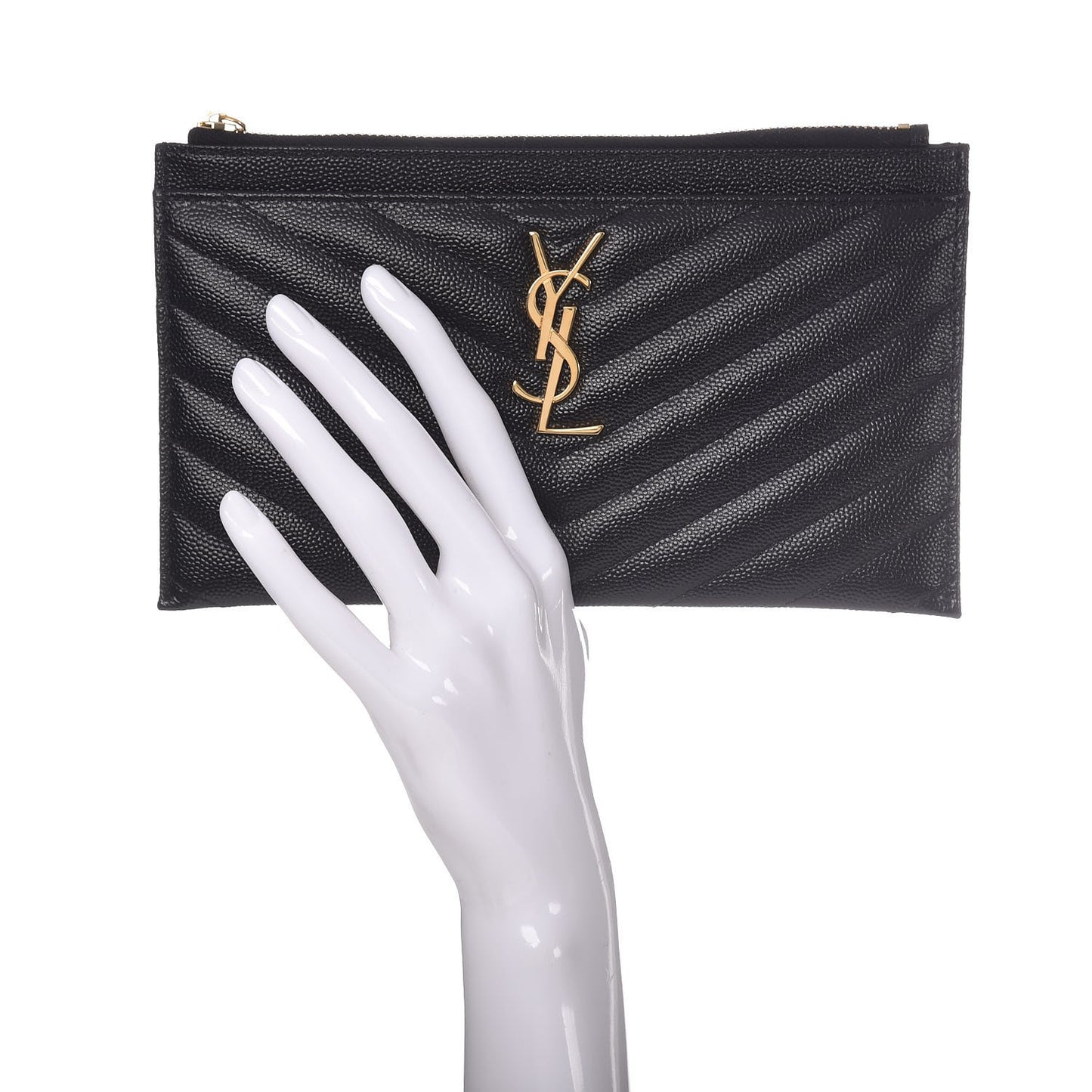 Grain De Poudre Chevron Monogram Bill Pouch Black