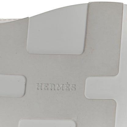 Hermes Technical Canvas Calfskin Womens Drive Sneakers 38 White 9 of 10