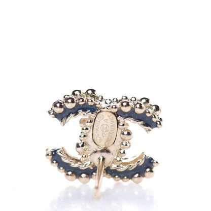 Chanel Enamel CC Baroque Earrings Blue Gold 3 of 5