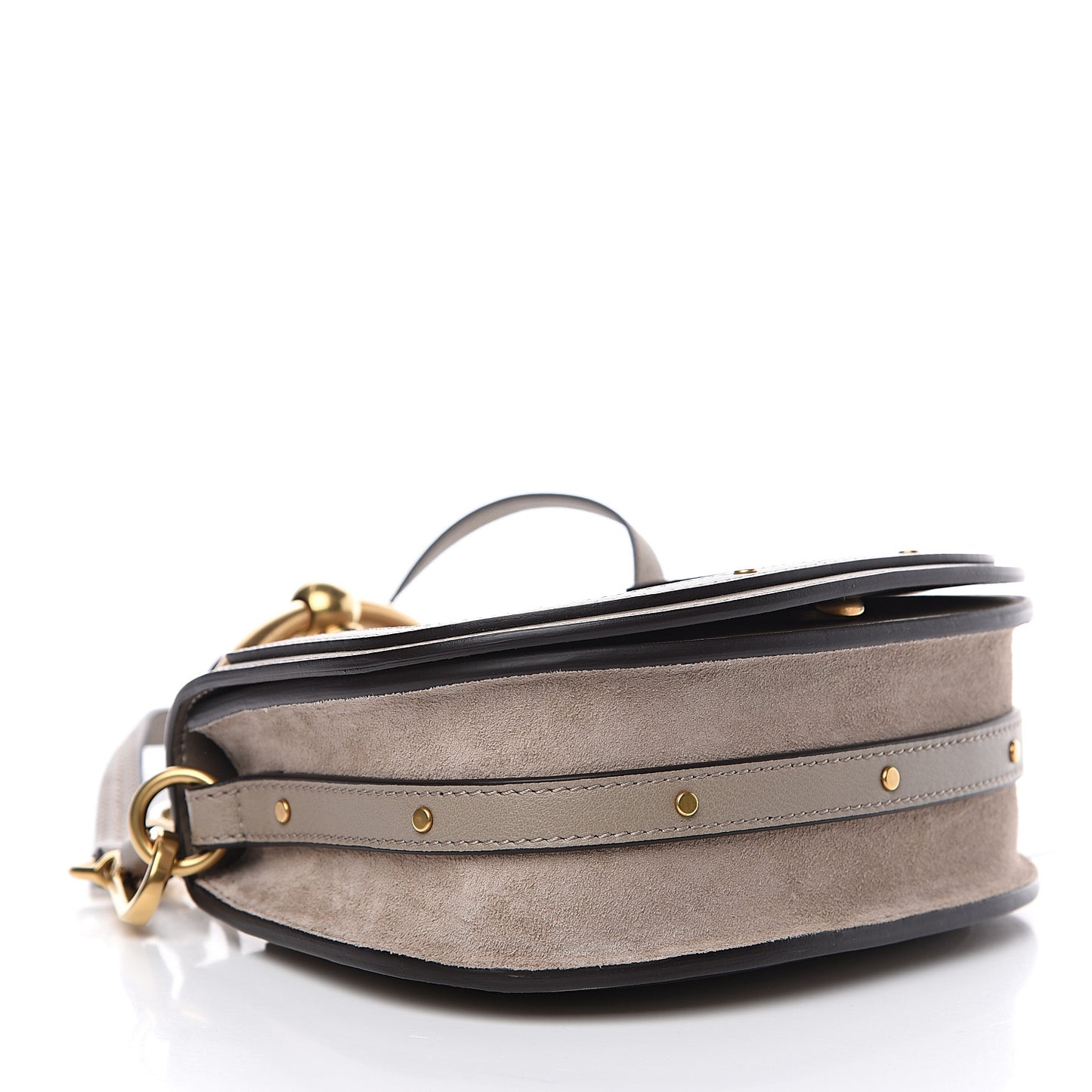 Calfskin Suede Small Nile Bracelet Bag Motty Grey
