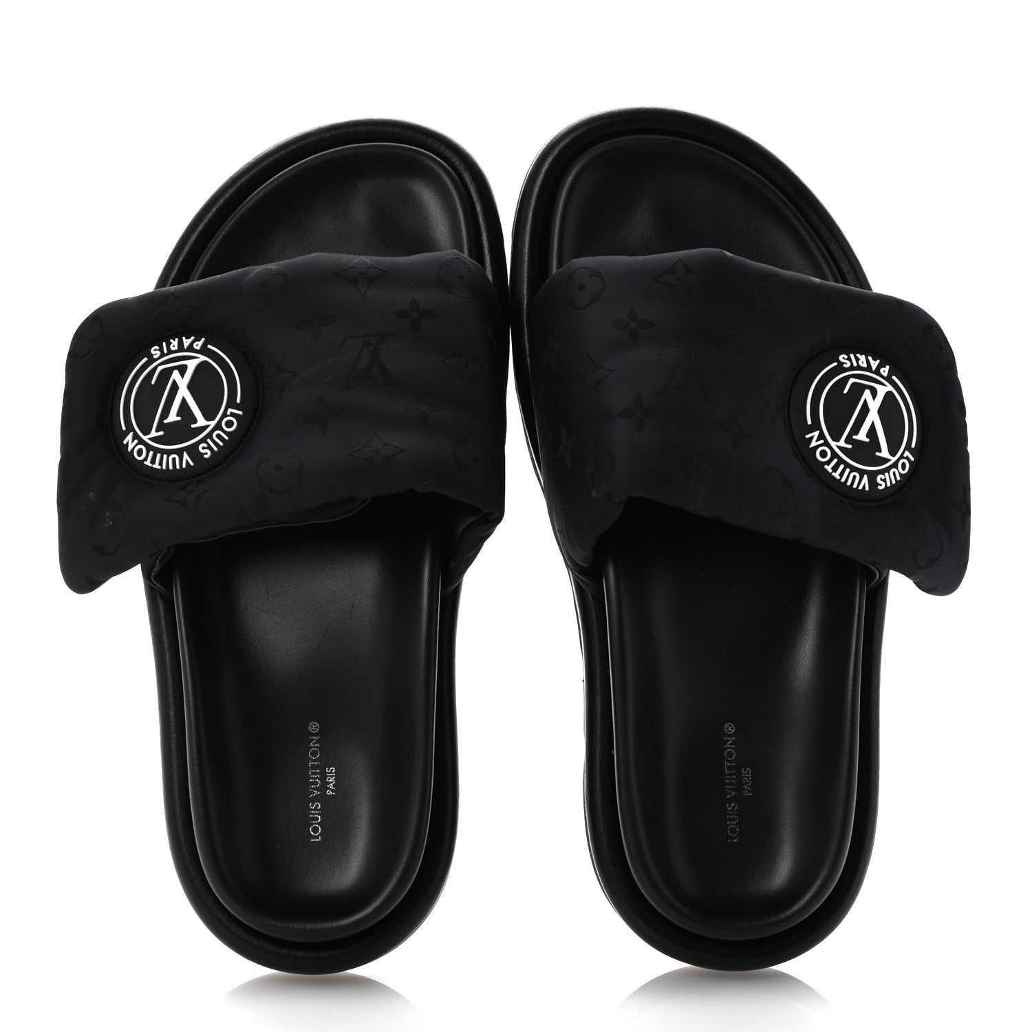 Louis Vuitton Nylon Monogram Womens Pool Pillow Comfort Mules 38 Black 2 of 9