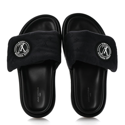 Louis Vuitton Nylon Monogram Womens Pool Pillow Comfort Mules 38 Black 2 of 9