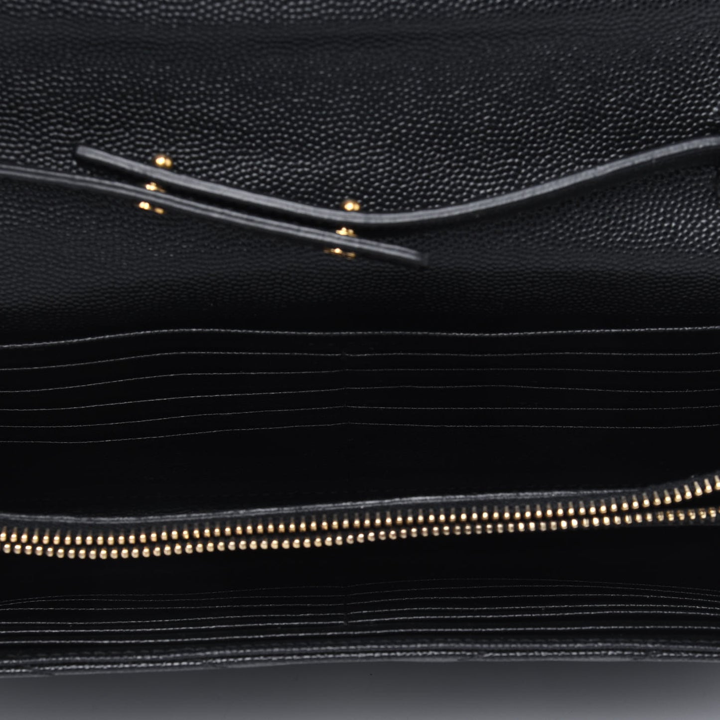 Grain De Poudre Matelasse Chevron Medium Monogram Chain Wallet Black