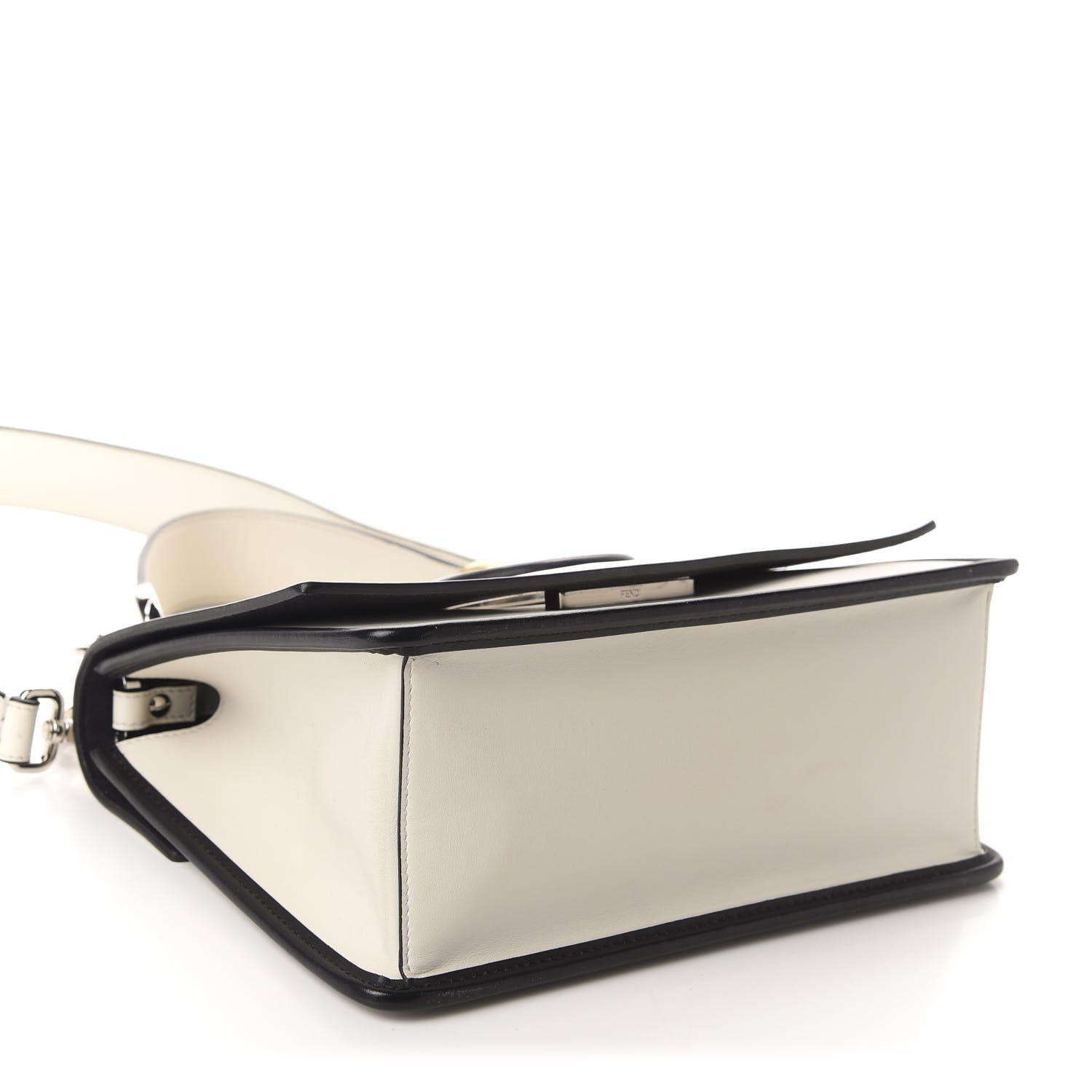 Fendi Vitello Century Alcantara F is Fendi Bi-Color Kan I Shoulder Bag White Black 4 of 12