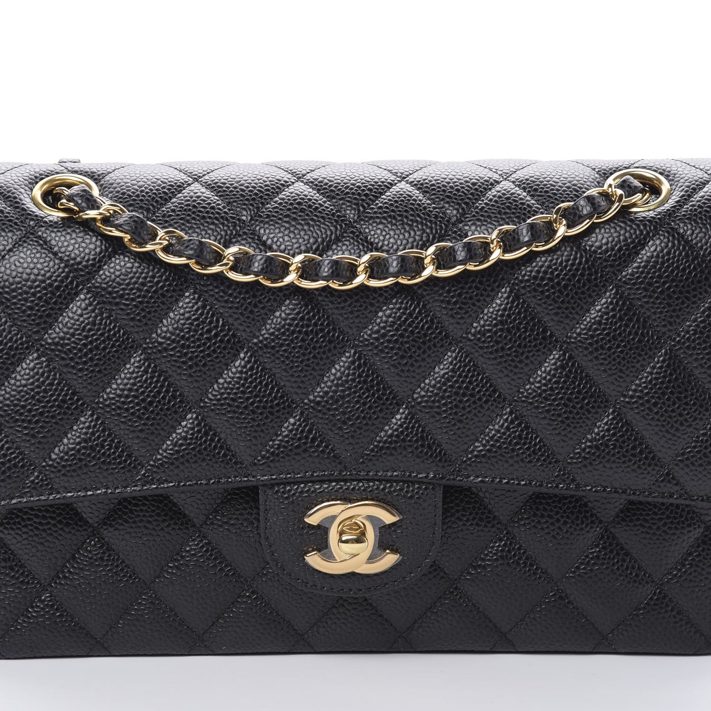 Caviar Quilted Medium Double Flap Black