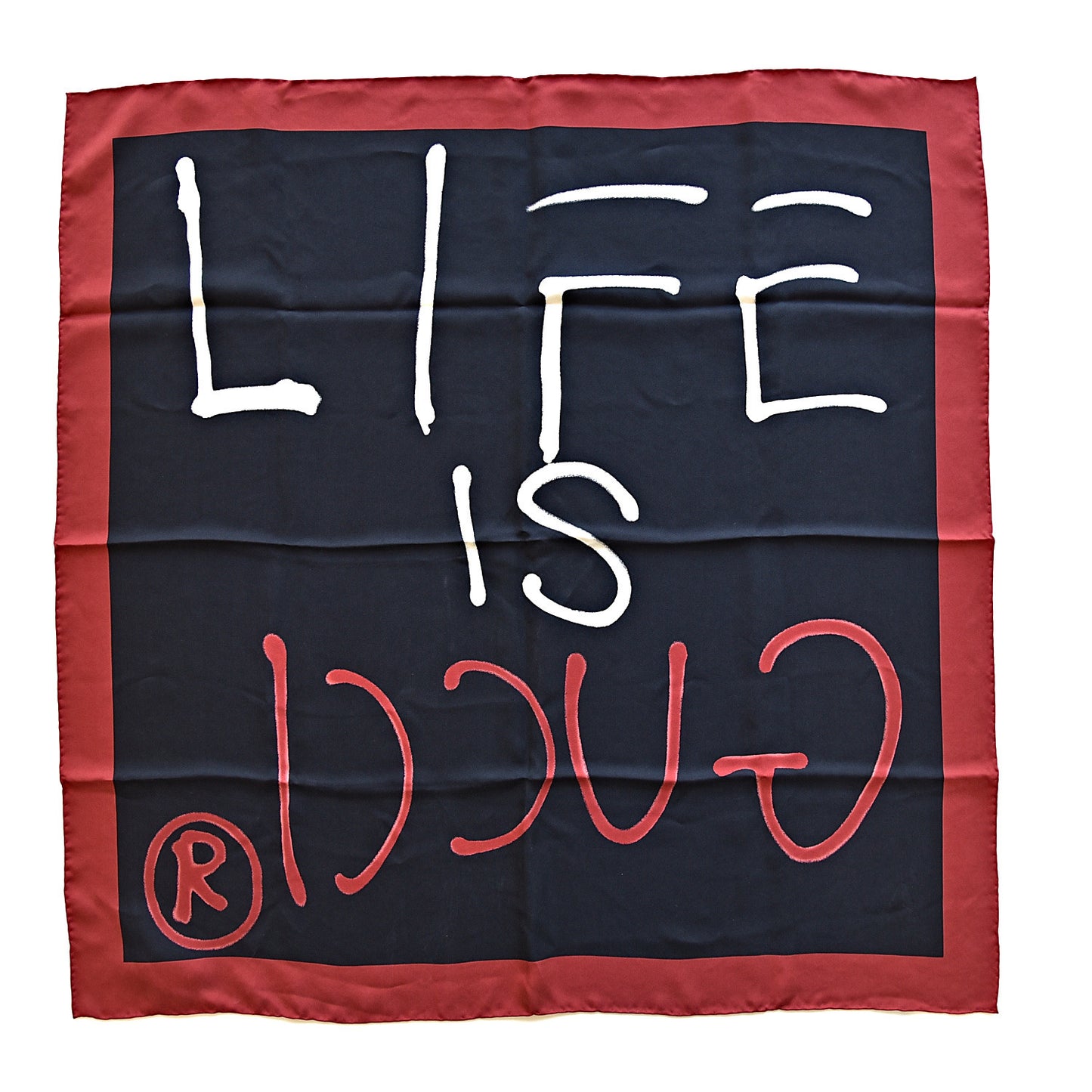 Silk Is Life Square Scarf Black Red