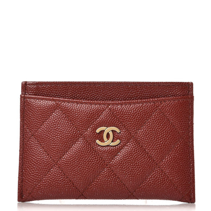 Chanel Caviar Quilted Card Holder Dark Red 1 of 8