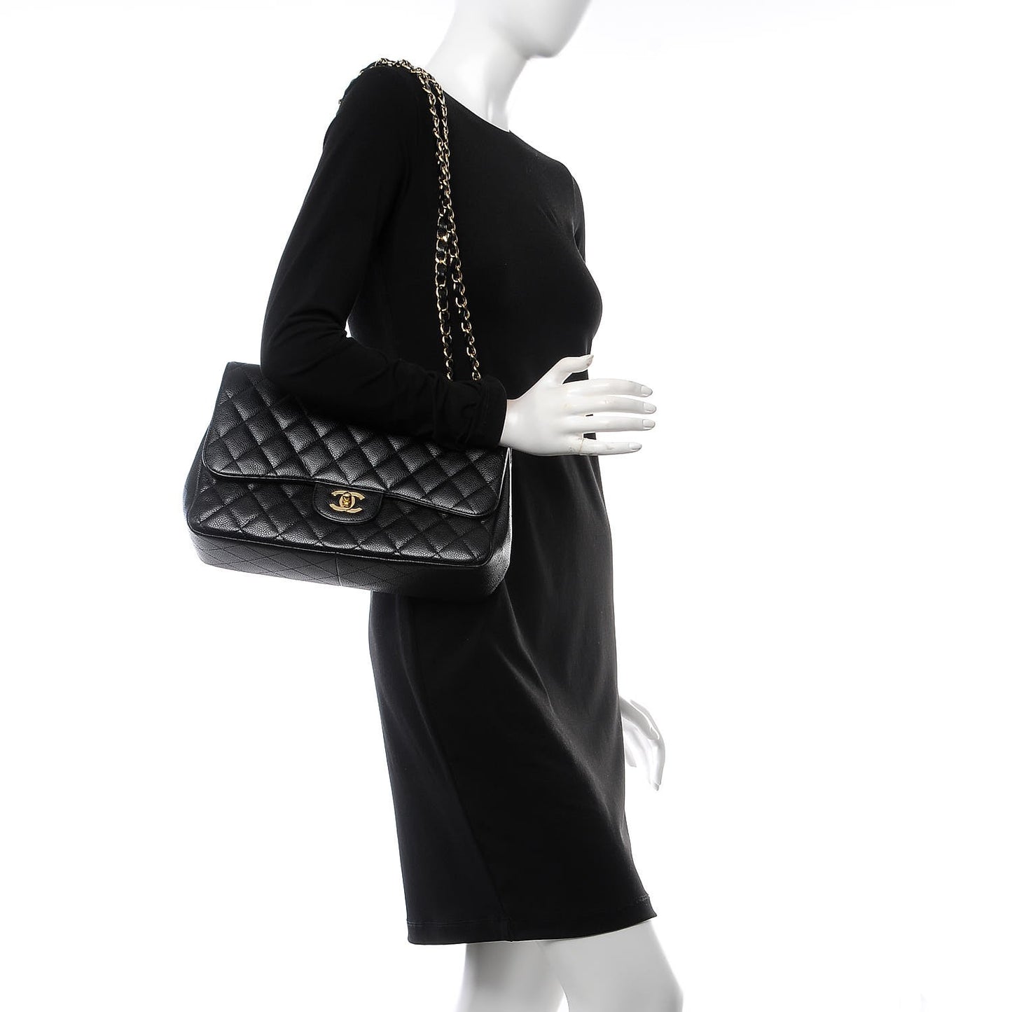 Caviar Quilted Jumbo Single Flap Black