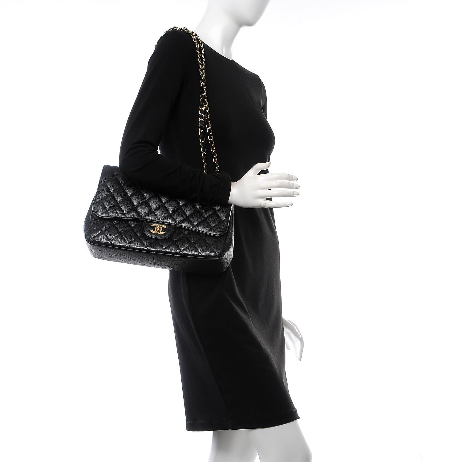 Chanel Caviar Quilted Jumbo Single Flap Black 2 of 8