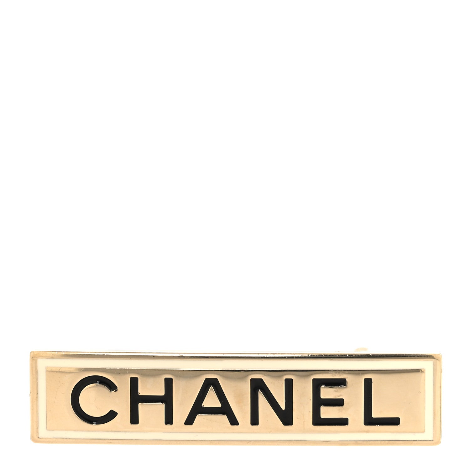 Chanel Metal Enamel Logo Brooch Gold 1 of 3