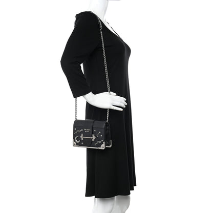 Prada City Calf Saffiano Cahier Astrology Bag Black 2 of 10