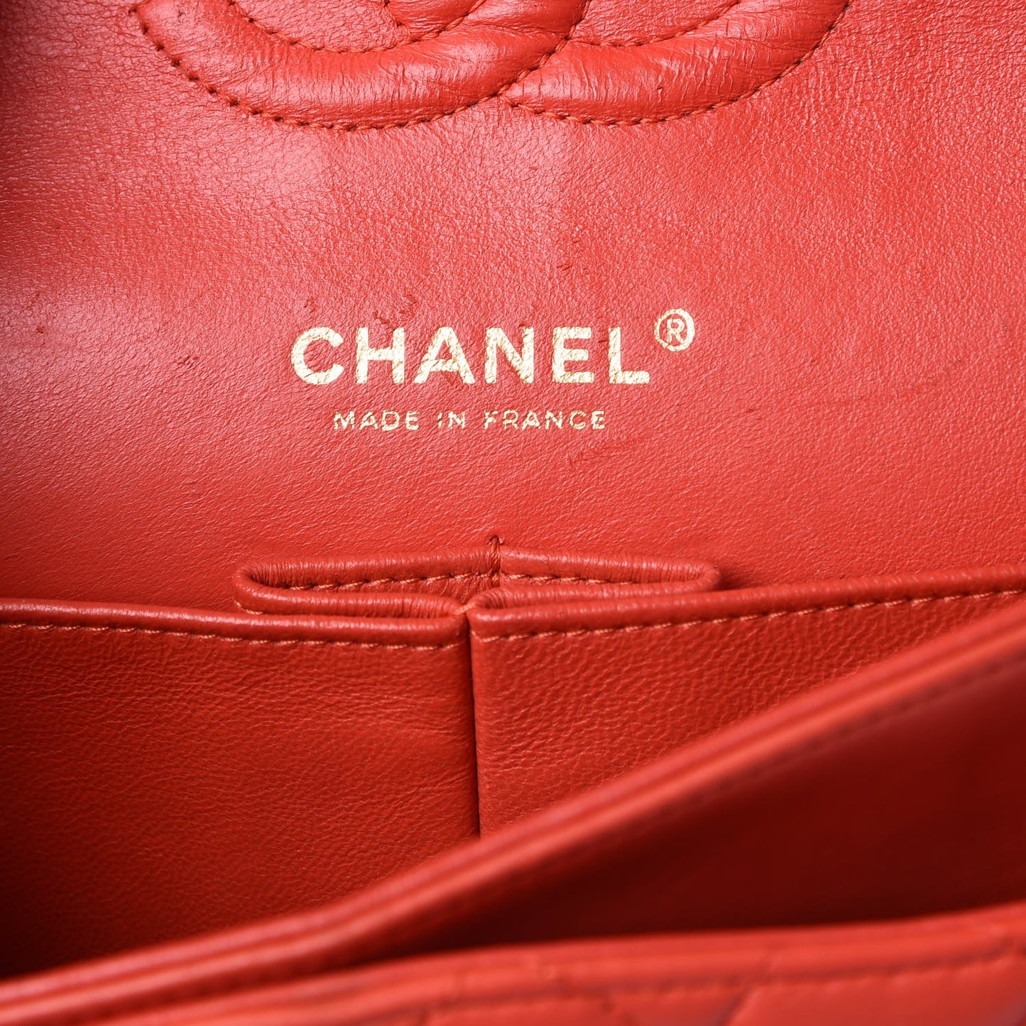 Lambskin Quilted Medium Double Flap Red
