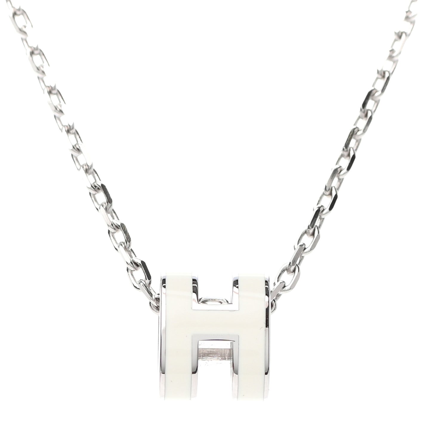 Lacquered Palladium Mini Pop H Pendant Necklace White