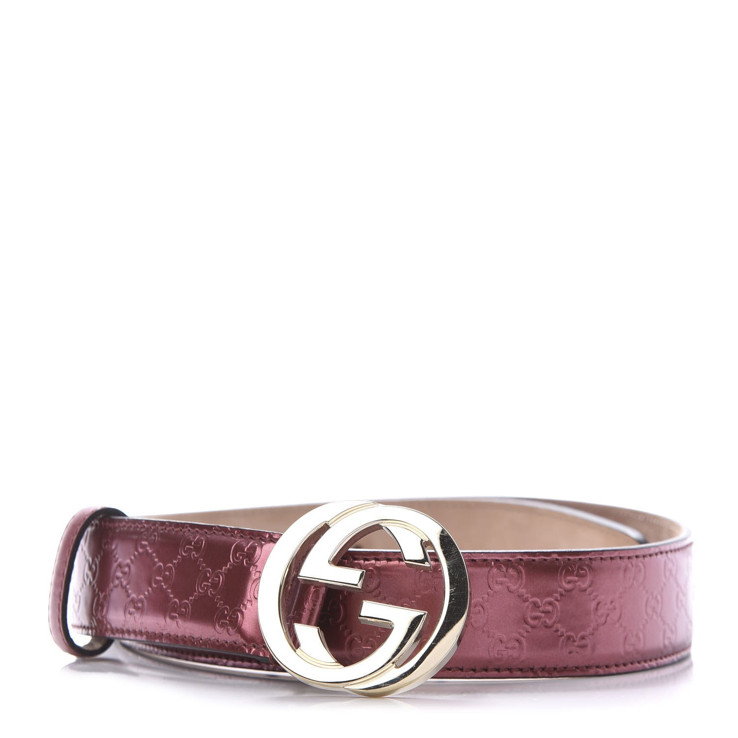 Gucci Metallic Patent Microguccissima Interlocking G Belt 75 30 Red 1 of 5