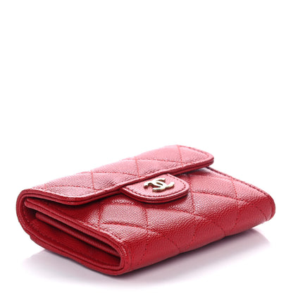 Chanel Caviar Quilted Flap Card Holder Wallet Red 4 of 10