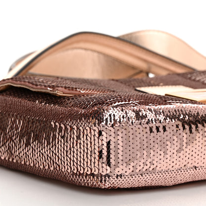 Fendi Sequin Metallic Nappa Pequin Baguette Rame 9 of 10