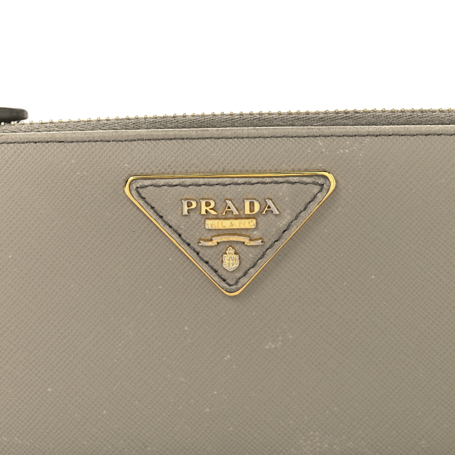 Prada Saffiano Triangle Half Zip Wallet Pomice 7 of 10