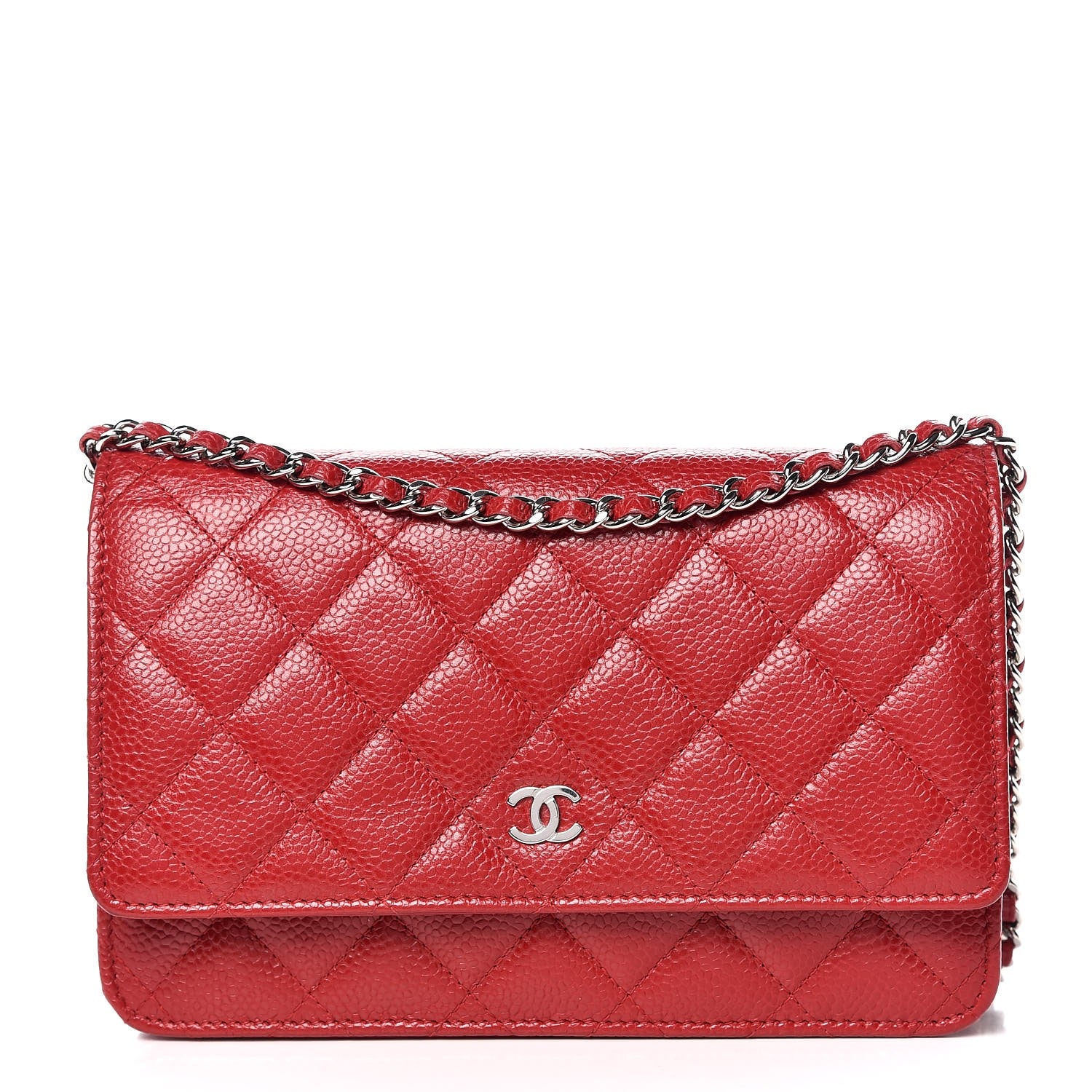 Chanel Caviar Quilted Wallet on Chain WOC Red 1 of 9