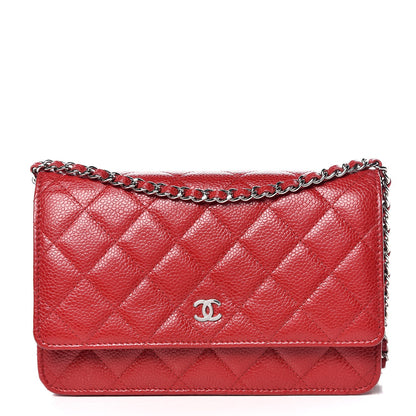 Chanel Caviar Quilted Wallet on Chain WOC Red 1 of 9