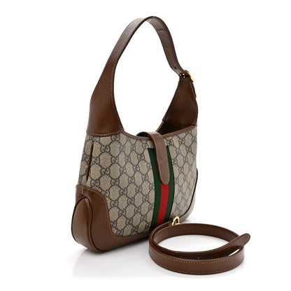 Gucci GG Supreme Monogram Azalea Calfskin Web Small Jackie 1961 Hobo Beige Ebony Brown Sugar 3 of 10