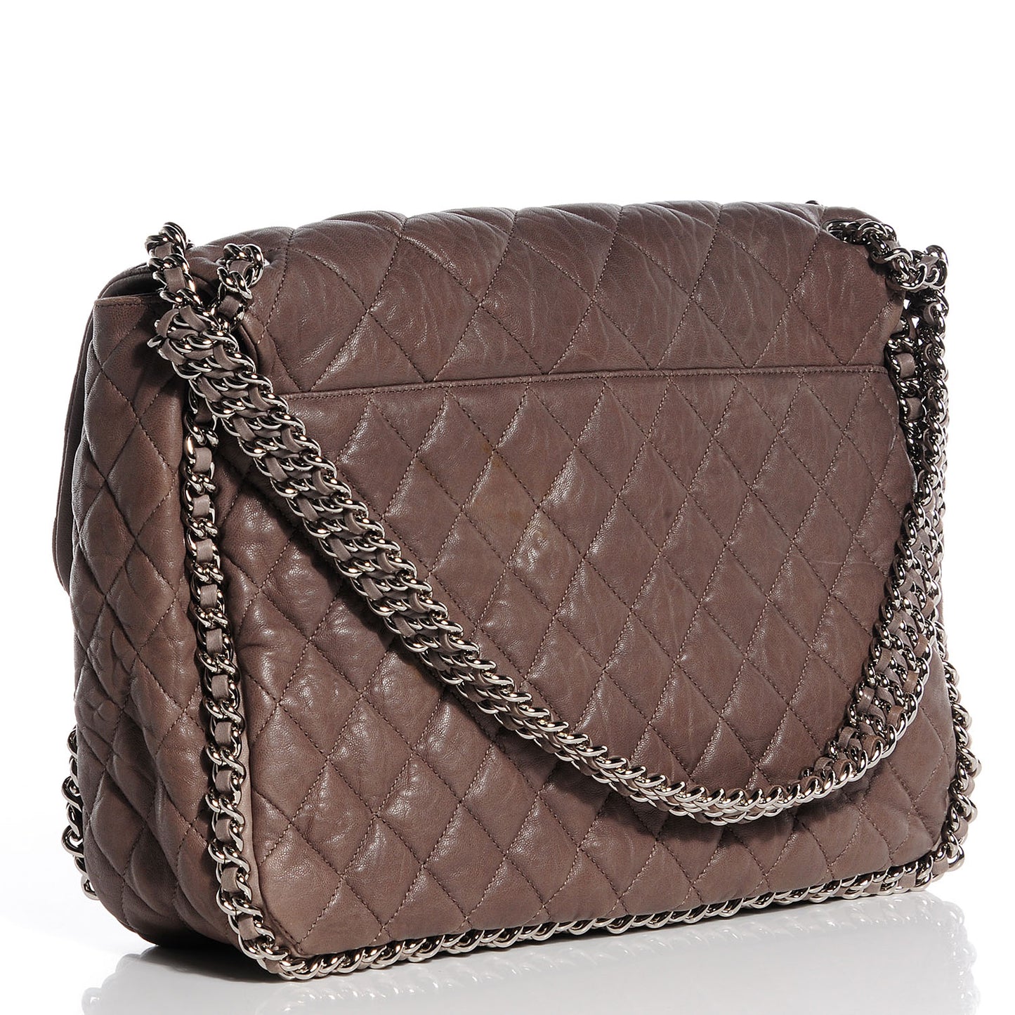Washed Lambskin Chain Around Maxi Flap Taupe