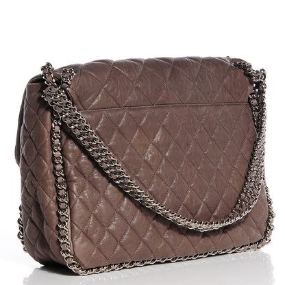 Chanel Washed Lambskin Chain Around Maxi Flap Taupe 3 of 7