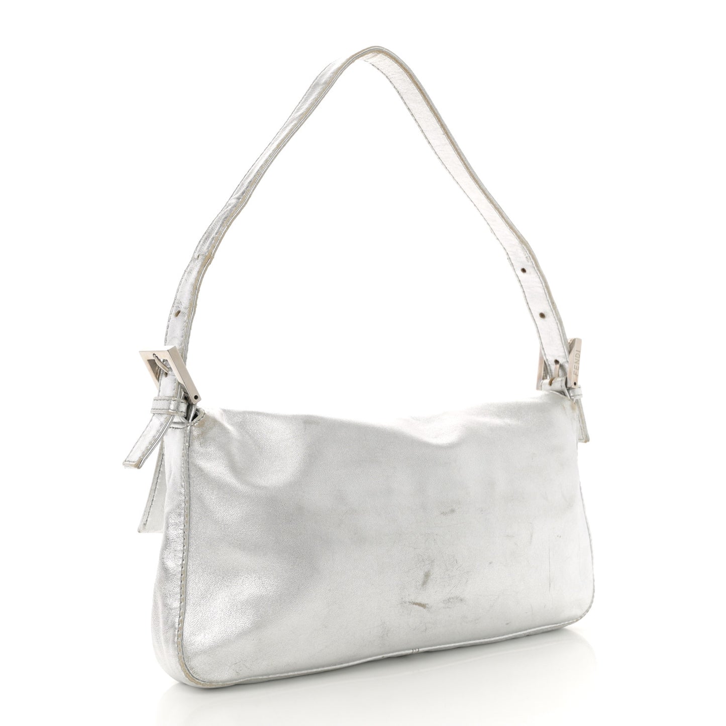 Metallic Nappa Crystal Baguette Silver