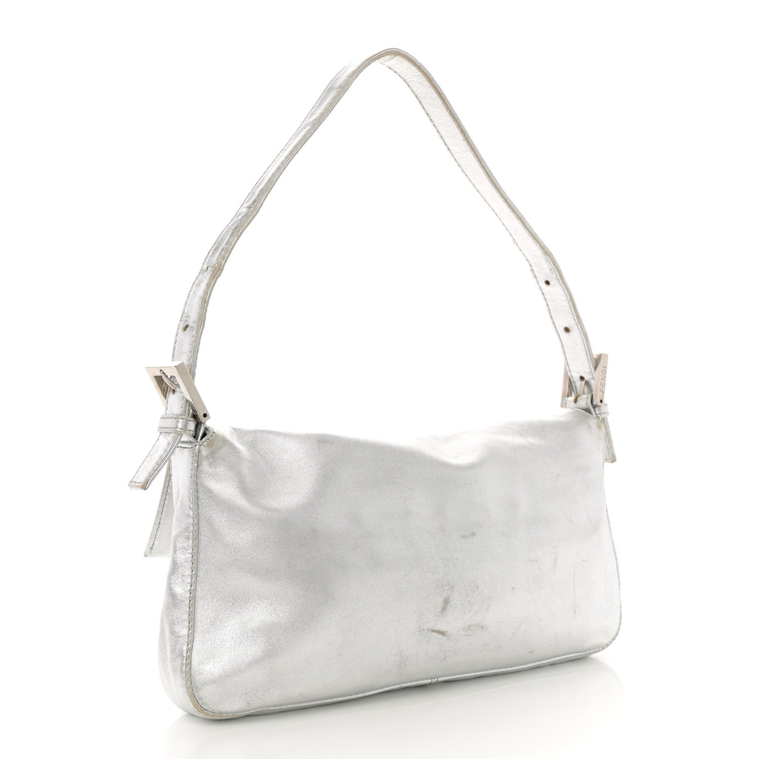 Fendi Metallic Nappa Crystal Baguette Silver 3 of 15