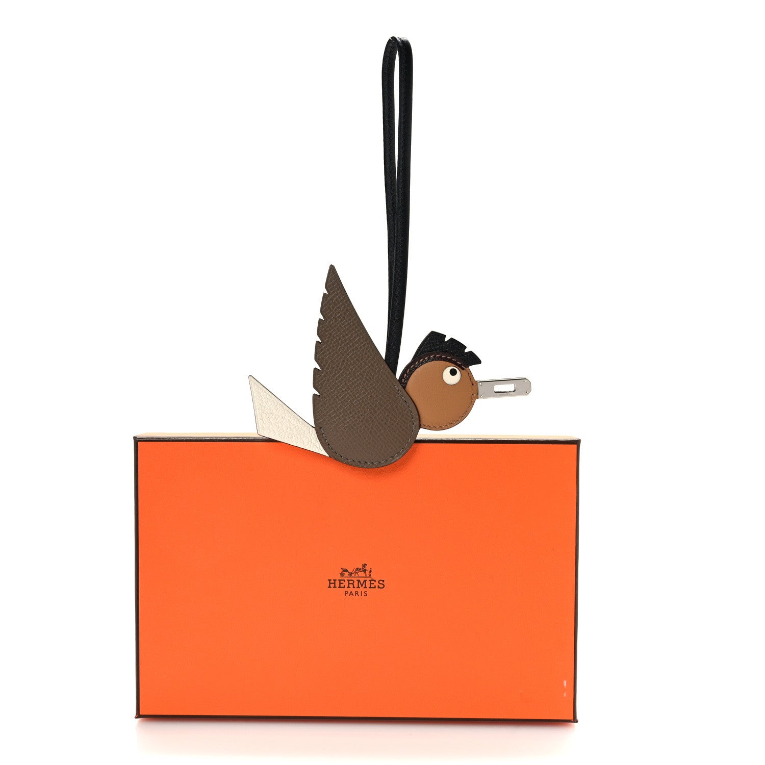 Hermes Epsom Swift Chevre Mysore Birdy Bag Charm Etoupe Nata Biscuit Rouge Sellier Black 4 of 4