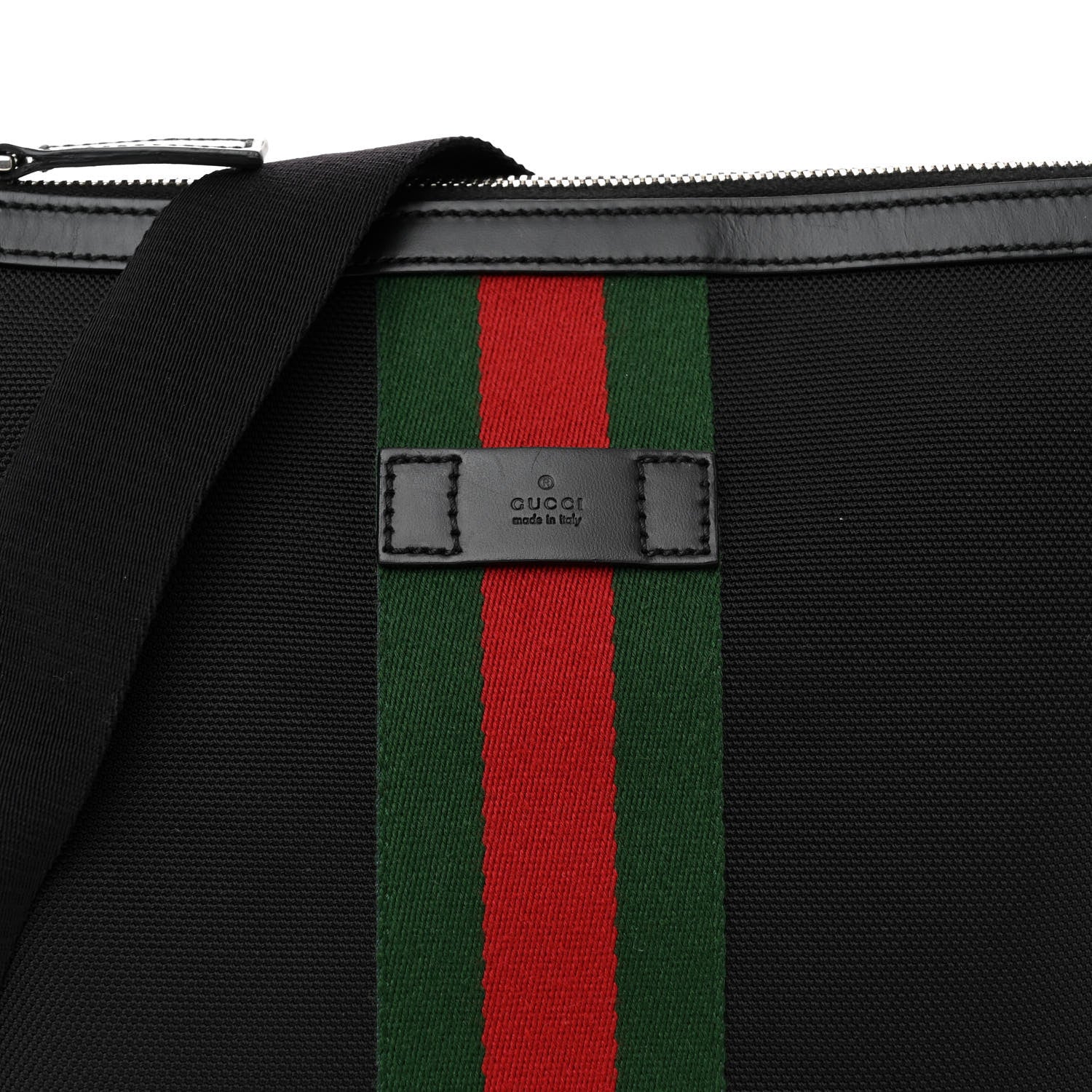 Gucci Techno Canvas Selleria Calfskin Web Small Flat Messenger Bag Black 8 of 12