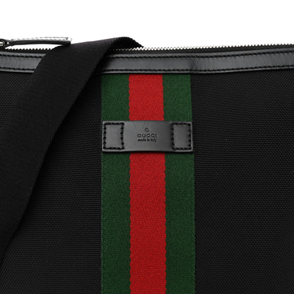 Gucci Techno Canvas Selleria Calfskin Web Small Flat Messenger Bag Black 8 of 12