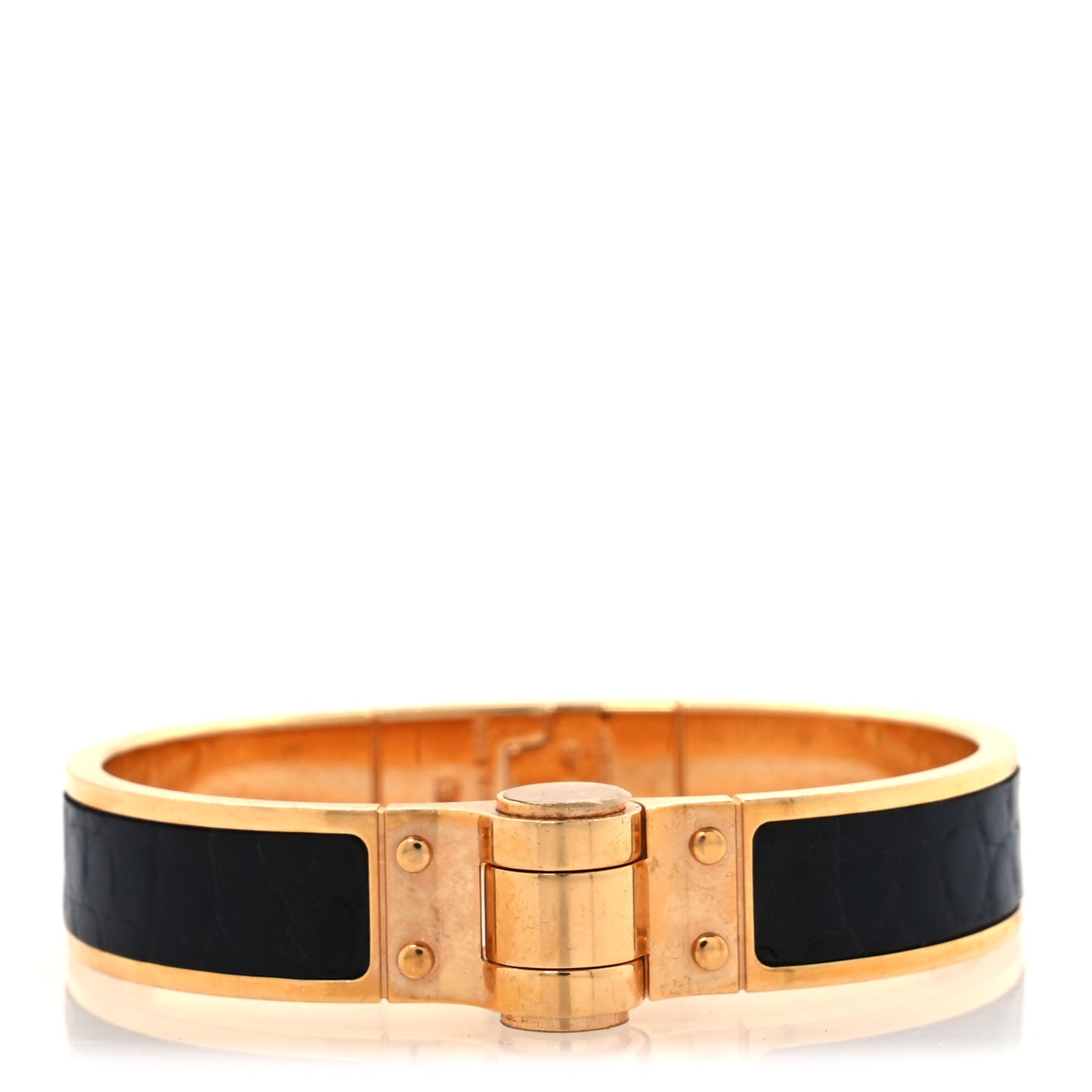 Matte Alligator Narrow Hinged Bracelet M Black