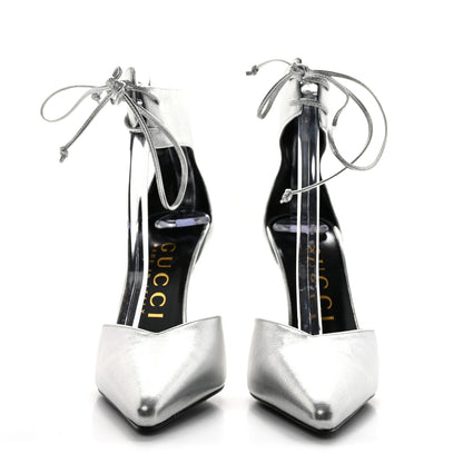 Gucci Soft Nappa Priscilla Ankle Cuff Pumps 36.5 Silver 2 of 9