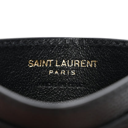 Saint Laurent Grain De Poudre Matelasse Chevron Monogram Credit Card Case Black 6 of 8