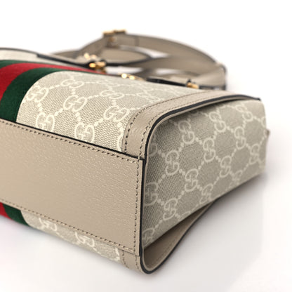 Gucci GG Supreme Monogram Textured Dollar Calfskin Web Small Ophidia Tote Bag Beige Mystic White Oatmeal 9 of 9