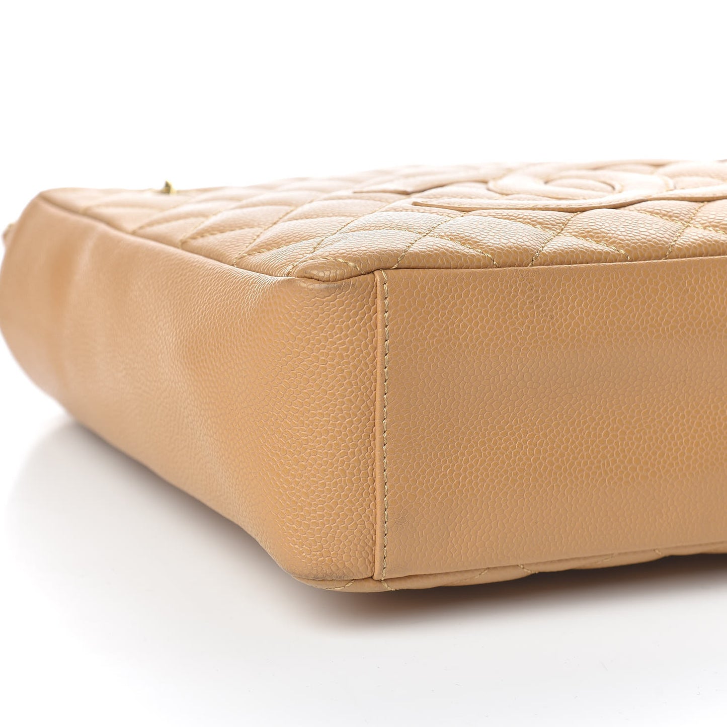 Caviar Quilted Petit Shopping Tote PST Dark Beige