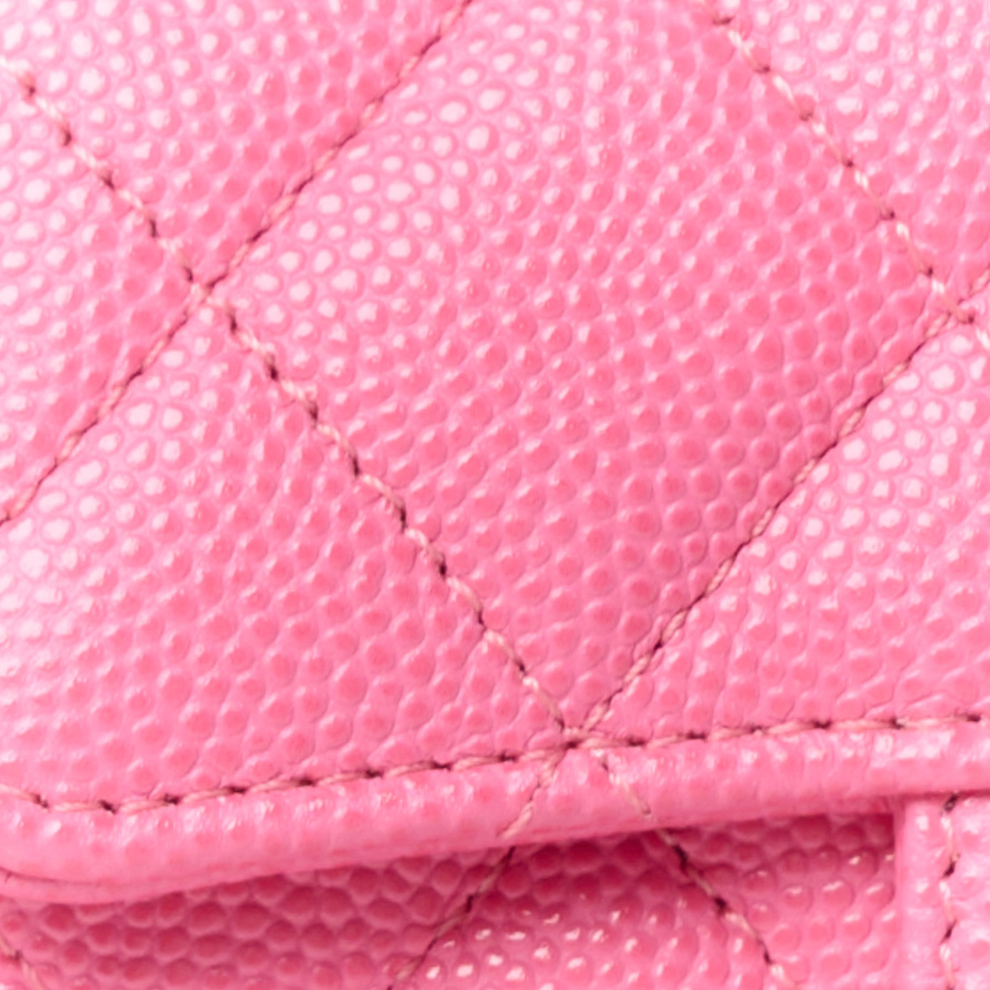 Caviar Quilted Flap Card Holder Pink