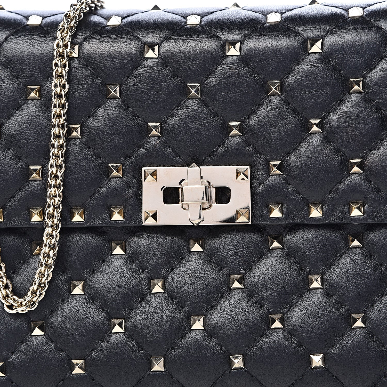 Valentino Garavani Lambskin Medium Rockstud Spike Shoulder Bag Black 10 of 10
