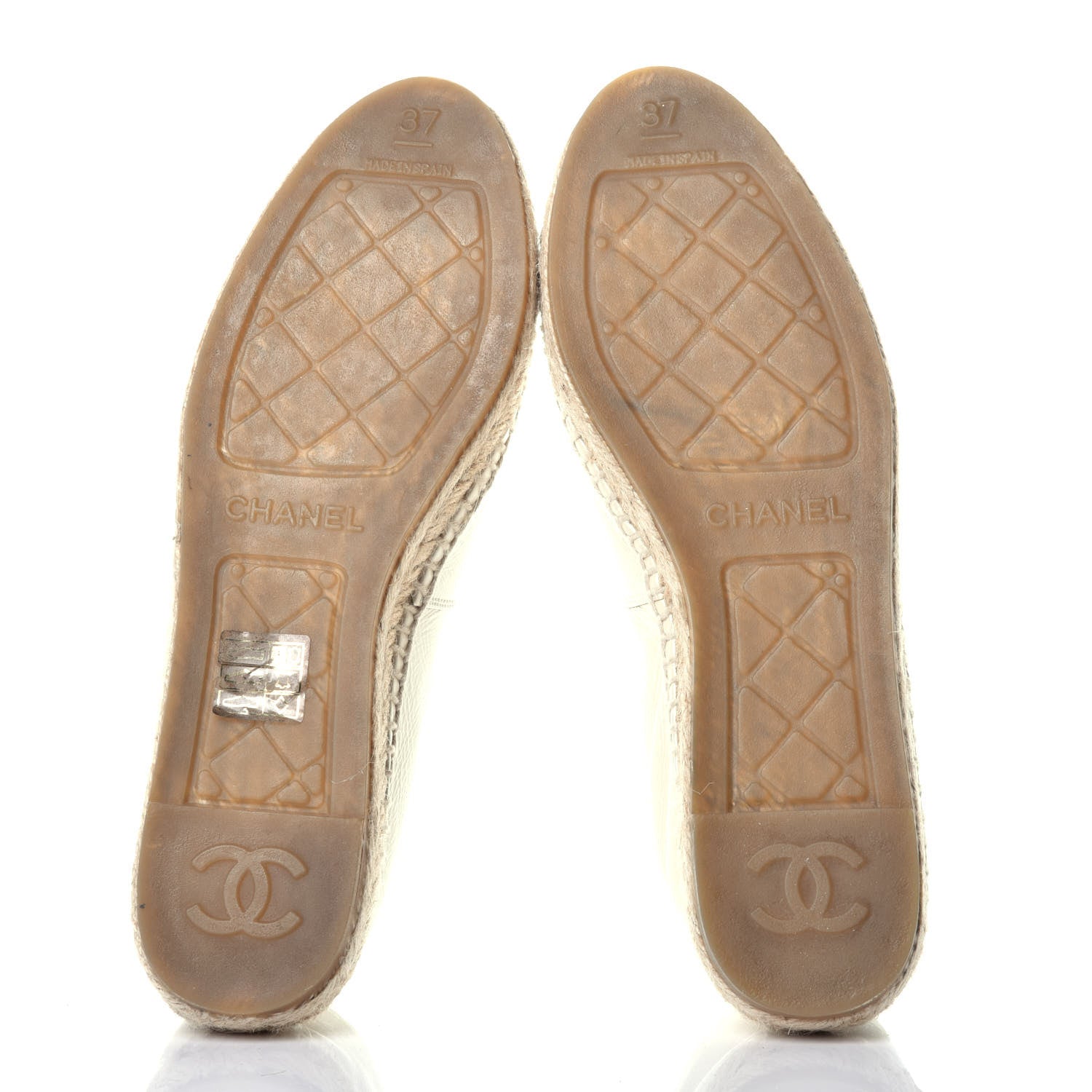 Chanel Metallic Calfskin Grosgrain CC Espadrilles 37 Ivory Black 5 of 9
