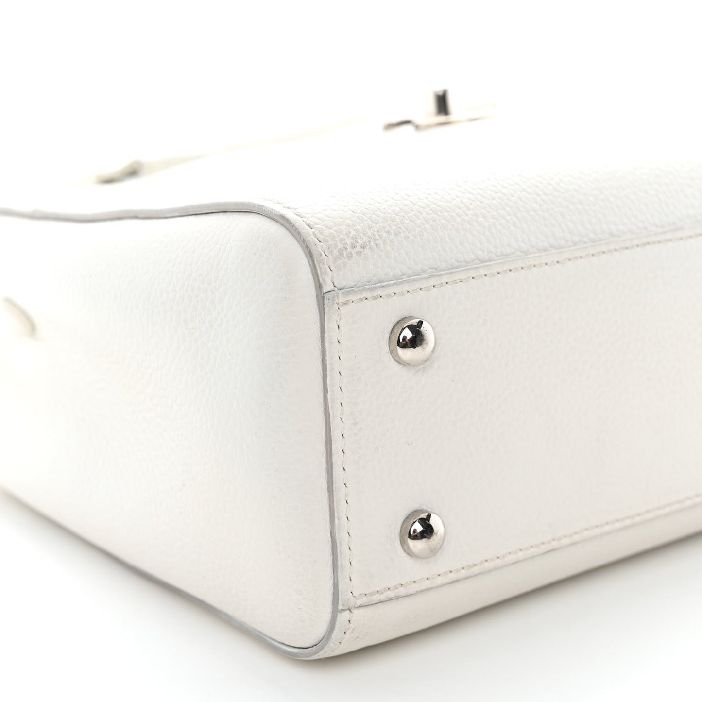 Grained Calfskin Mini Neo Executive Shopper Tote White