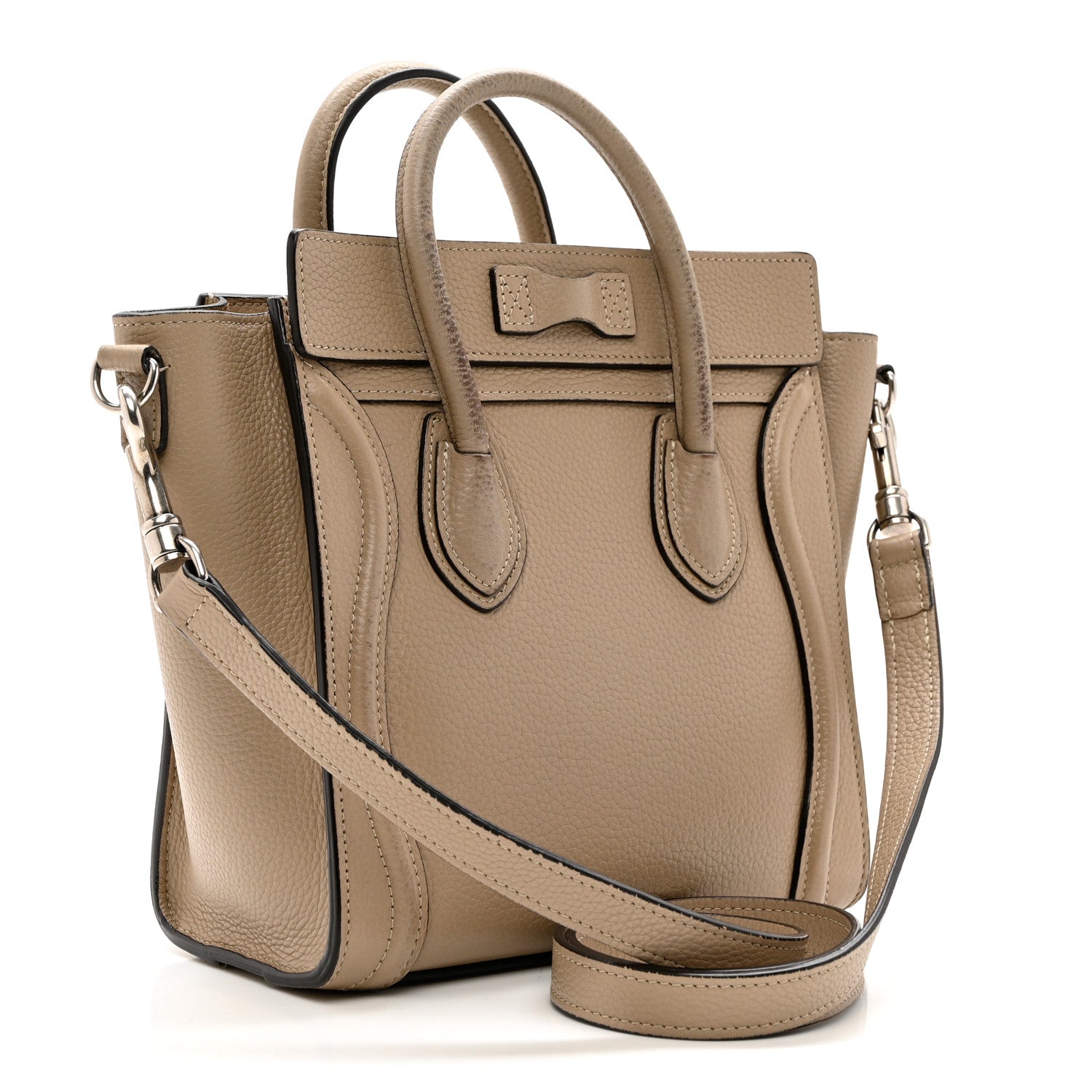 Celine Drummed Calfskin Nano Luggage Dune 2 of 10