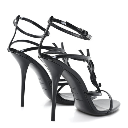 Saint Laurent Patent Cassandra 100 Ankle Strap Sandals 39.5 Black 5 of 10
