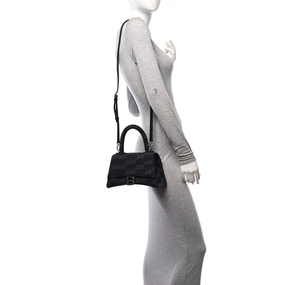 Balenciaga Washed Denim BB Monogram Small Hourglass Top Handle Bag Black 2 of 9