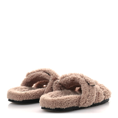 Hermes Woolskin Womens Chypre Sandals 37.5 Bois De Santal 5 of 10