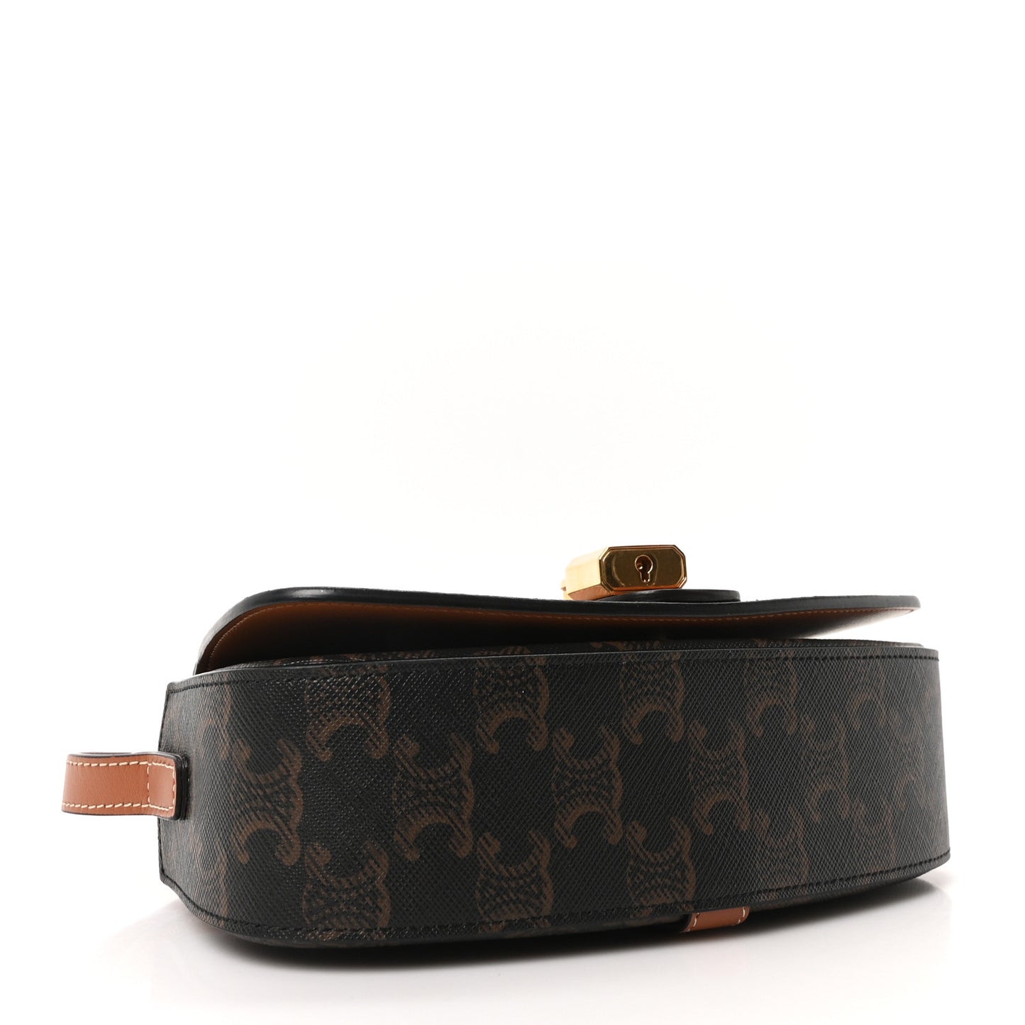 Triomphe Canvas Calfskin Tabou Clutch on Strap Tan