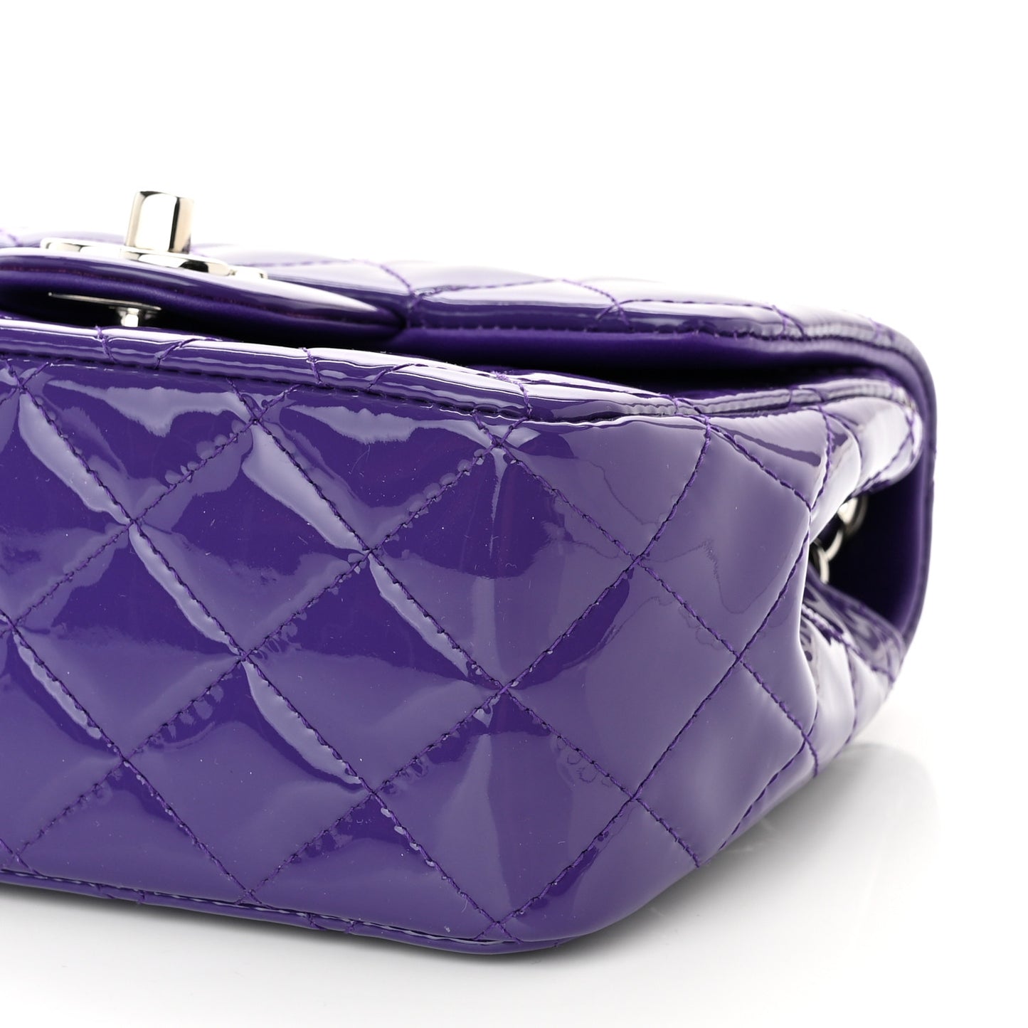 Patent Quilted Mini Square Flap Purple