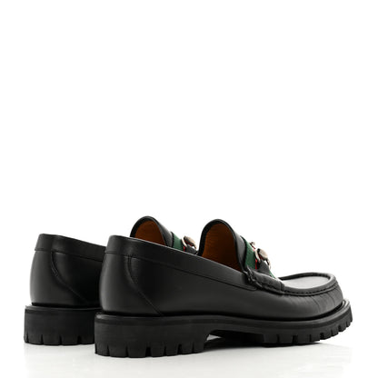Gucci Cirano Lux Web Mens Horsebit Lug Sole Loafers 8 Black 4 of 9